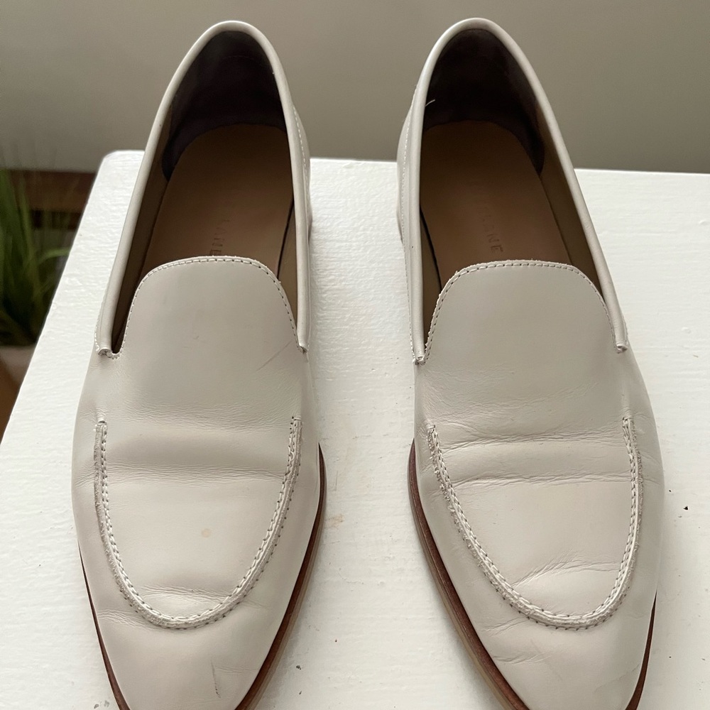 White loafers from Everlane